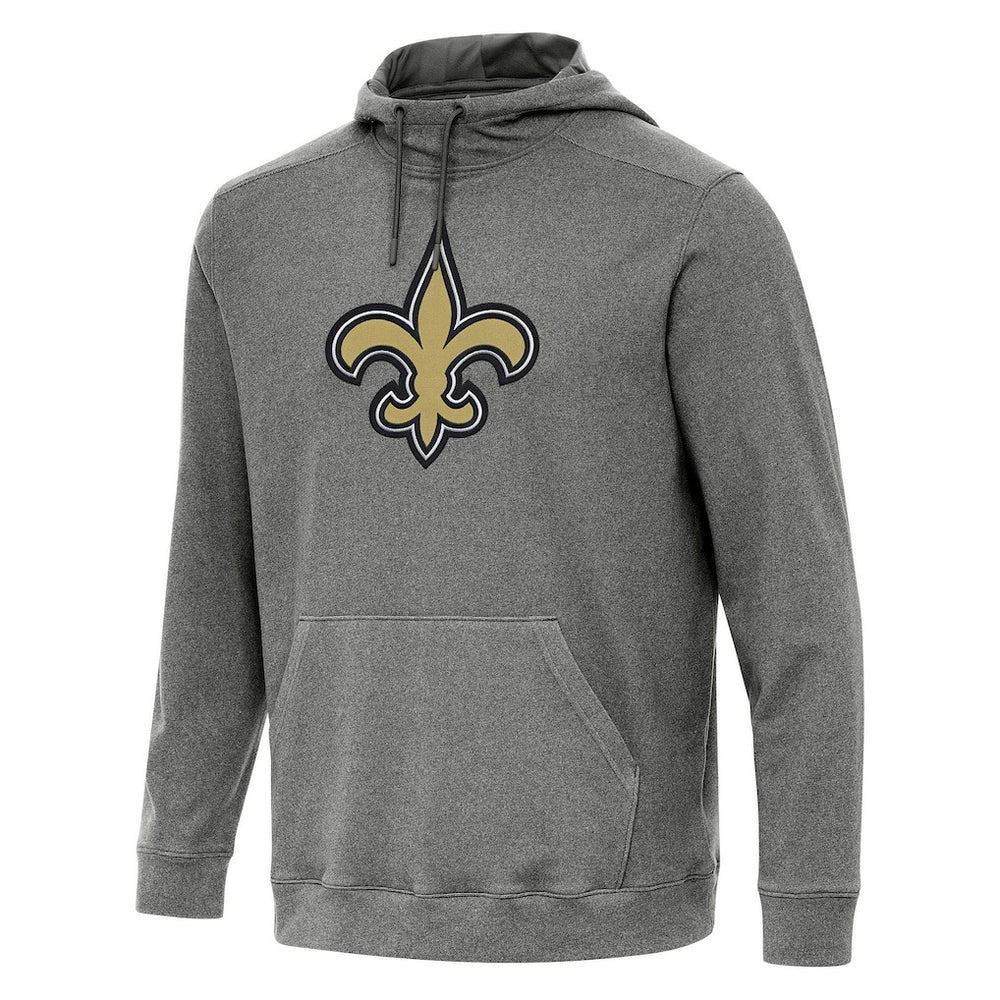 New Orleans Saints Antigua Cloud Pullover Hoodie - Heather Black on sale
