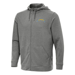 Los Angeles Chargers Antigua Effortless Full-Zip Hoodie - Heather Black on sale