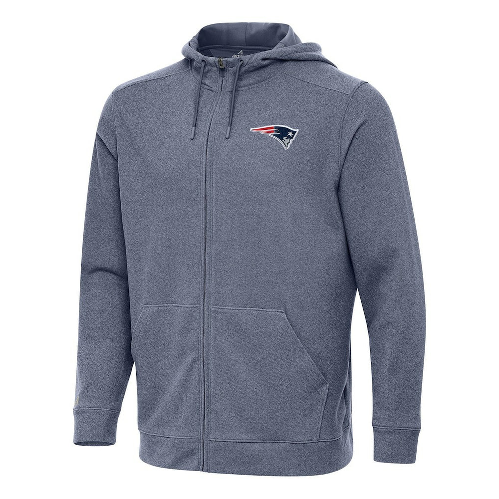 New England Patriots Antigua Effortless Full-Zip Hoodie - Heather Navy cheap