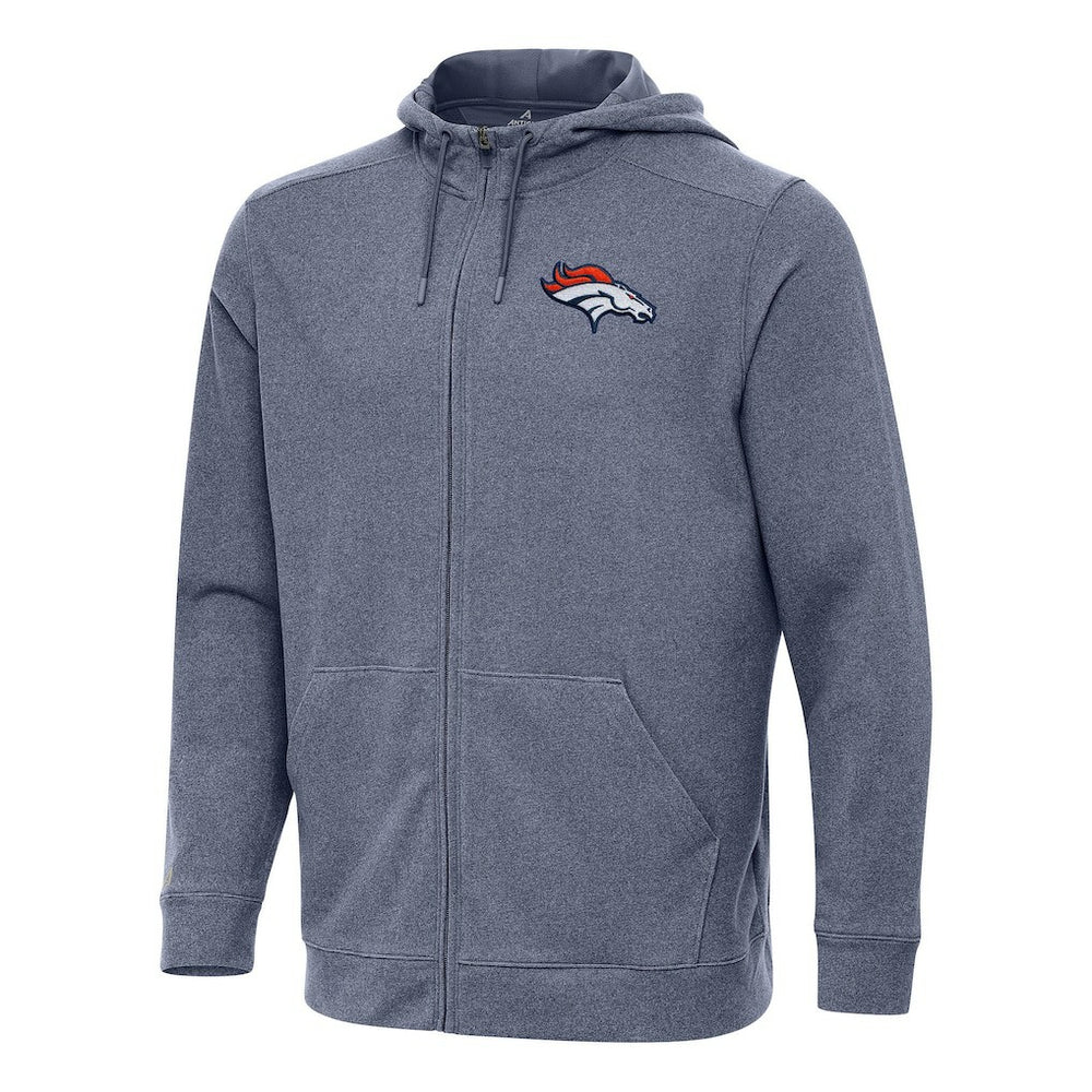 Denver Broncos Antigua Effortless Full-Zip Hoodie - Heather Navy cheap