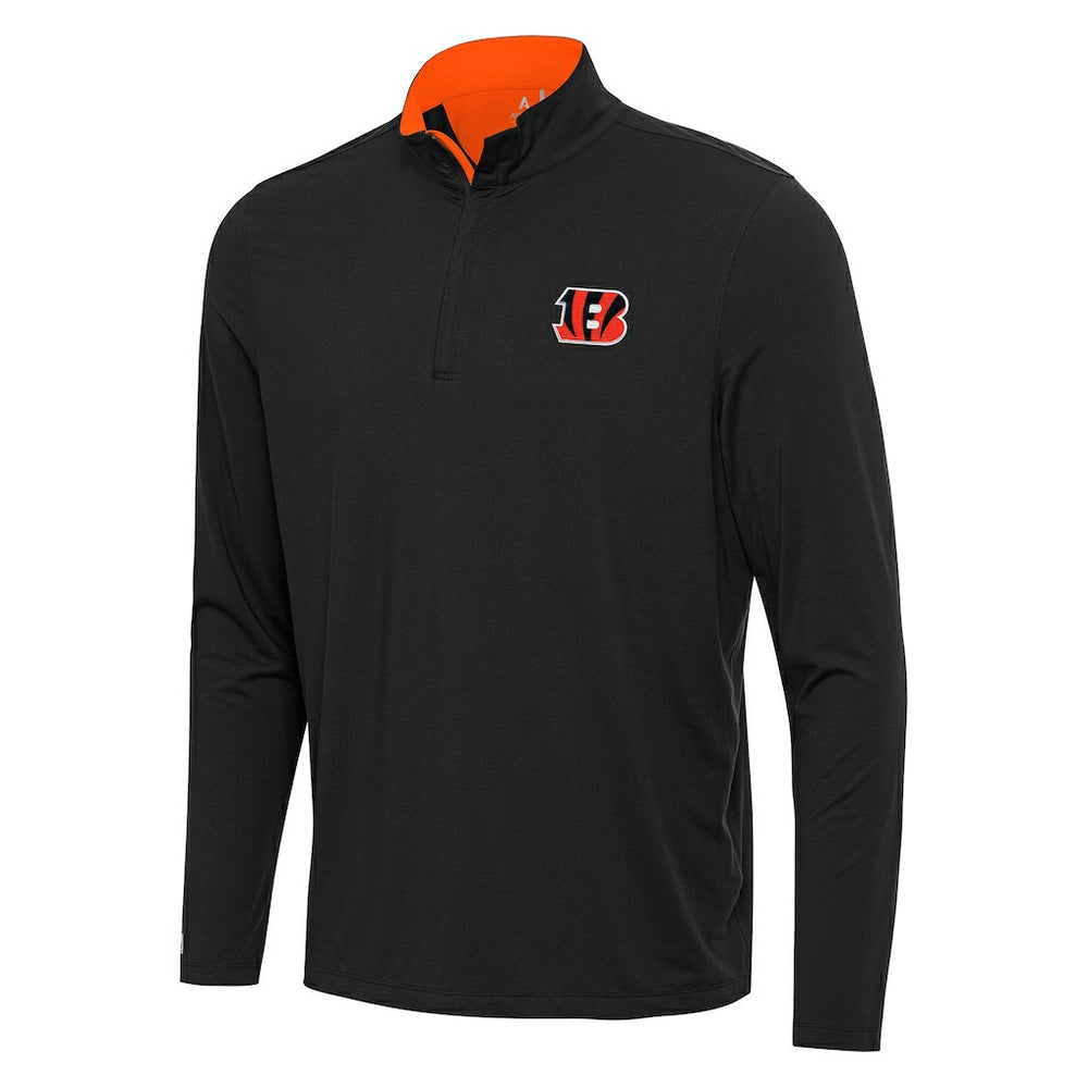 Cincinnati Bengals Antigua Content Quarter-Zip Pullover Top - Black/Orange for sale