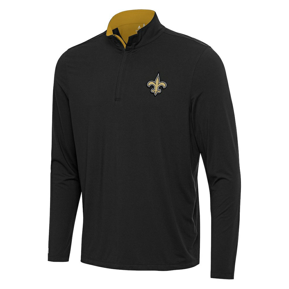 New Orleans Saints Antigua Content Quarter-Zip Pullover Top - Black/Gold for sale