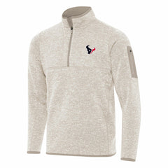 Houston Texans Antigua Fortune Quarter-Zip Pullover Jacket - Oatmeal on sale