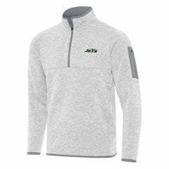 New York Jets Antigua Fortune Quarter-Zip Pullover Jacket - Heather Gray for sale