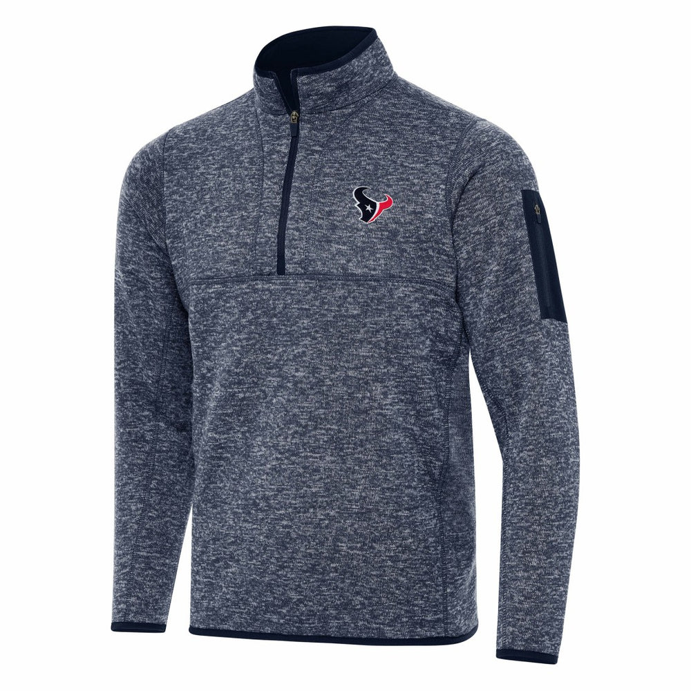 Houston Texans Antigua Fortune Quarter-Zip Pullover Jacket - Heather Navy outlet