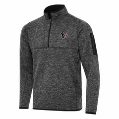 Houston Texans Antigua Fortune Quarter-Zip Pullover Jacket - Heather Black on sale