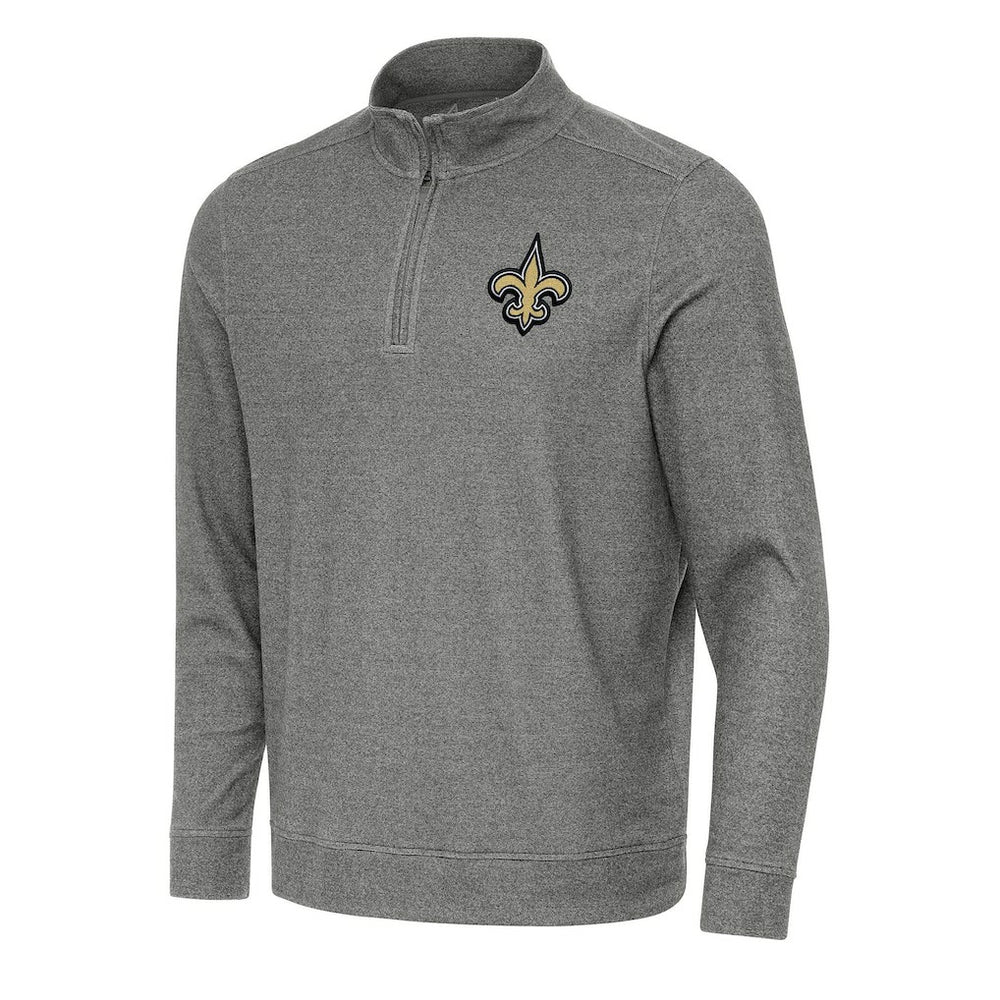 New Orleans Saints Antigua Subtle Quarter-Zip Top - Heather Black for sale