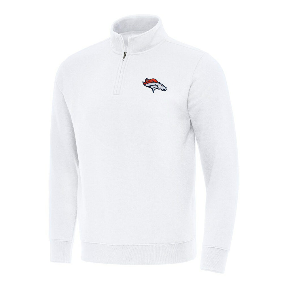 Denver Broncos Antigua Victory Quarter-Zip Pullover Top - White discount