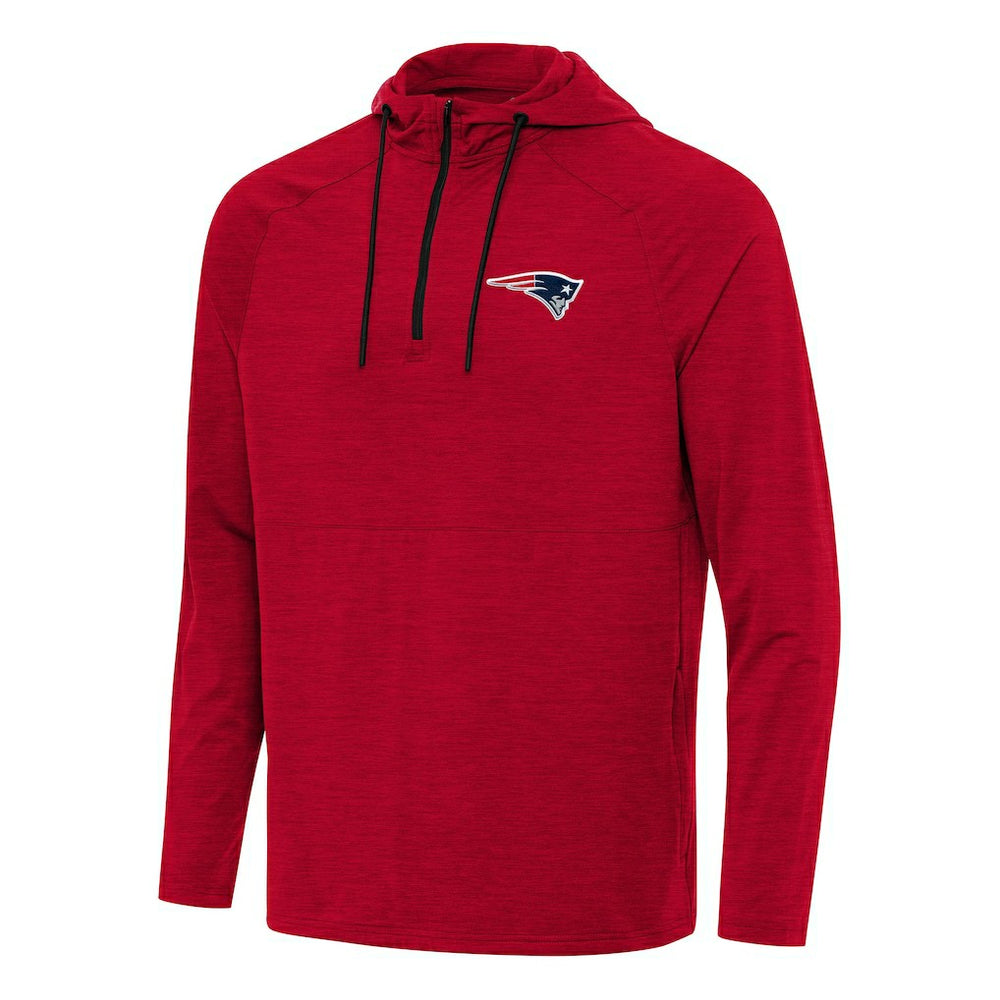 New England Patriots Antigua Spikes Quarter-Zip Pullover Hoodie - Heather Red discount