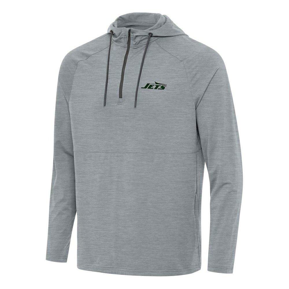 New York Jets Antigua Spikes Quarter-Zip Pullover Hoodie - Heather Gray for sale