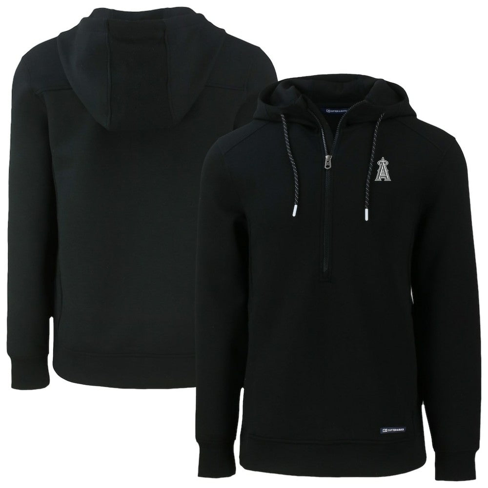 Los Angeles Angels Cutter & Buck Roam Eco Recycled Half-Zip Pullover Hoodie Black