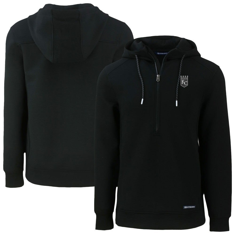 Kansas City Royals Cutter & Buck Roam Eco Recycled Half-Zip Pullover Hoodie Black