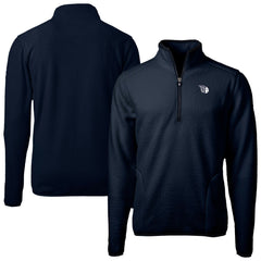 Cleveland Guardians Cutter & Buck Cascade Eco Fleece Quarter-Zip Jacket Navy