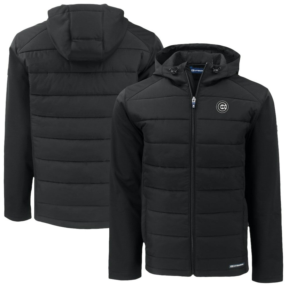 Chicago Cubs Cutter & Buck Evoke Hybrid Eco Softshell Recycled Full-Zip Jacket Black