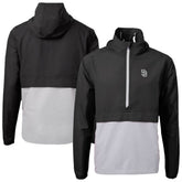San Diego Padres Cutter & Buck Charter Eco Recycled Anorak Half-Zip Hoodie Jacket Black