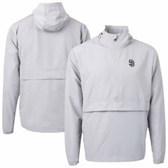 San Diego Padres Cutter & Buck Charter Eco Recycled Anorak Half-Zip Hoodie Jacket Gray