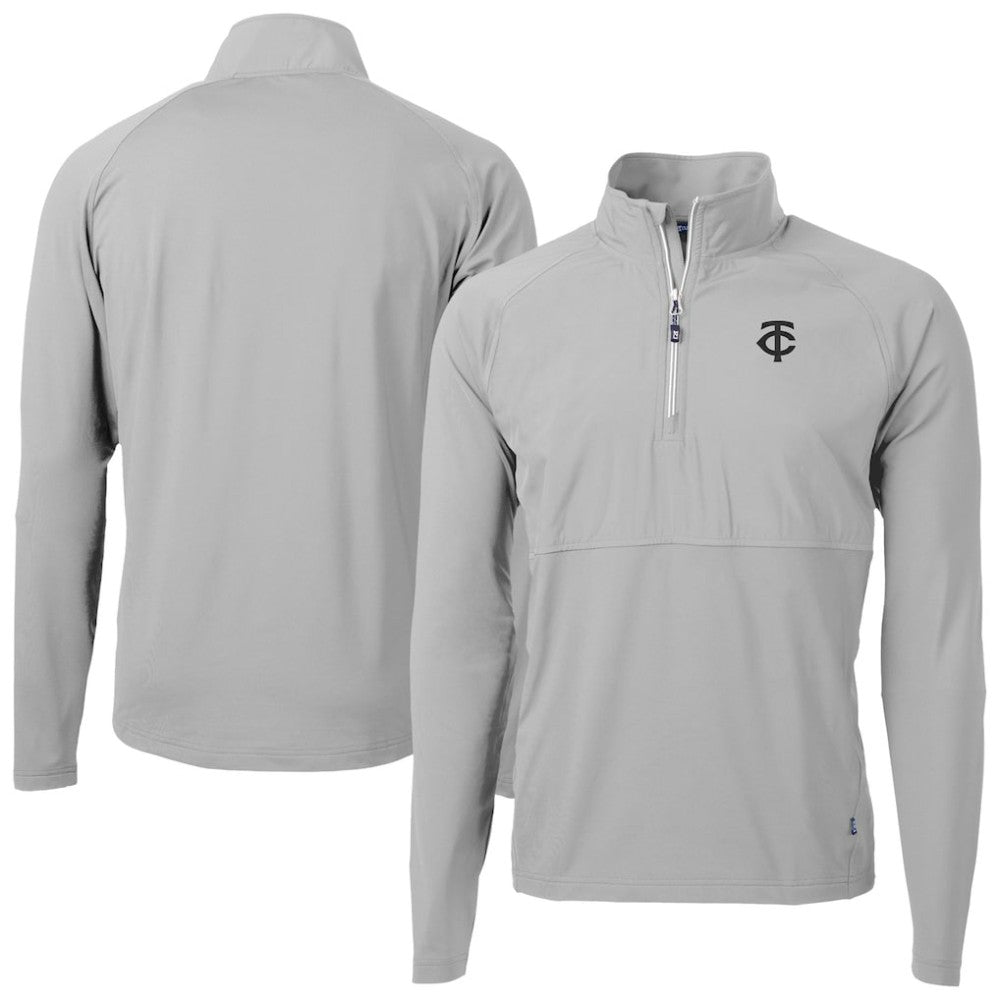 Minnesota Twins Cutter & Buck Adapt Eco Hybrid Raglan DryTec Quarter-Zip Jacket Gray