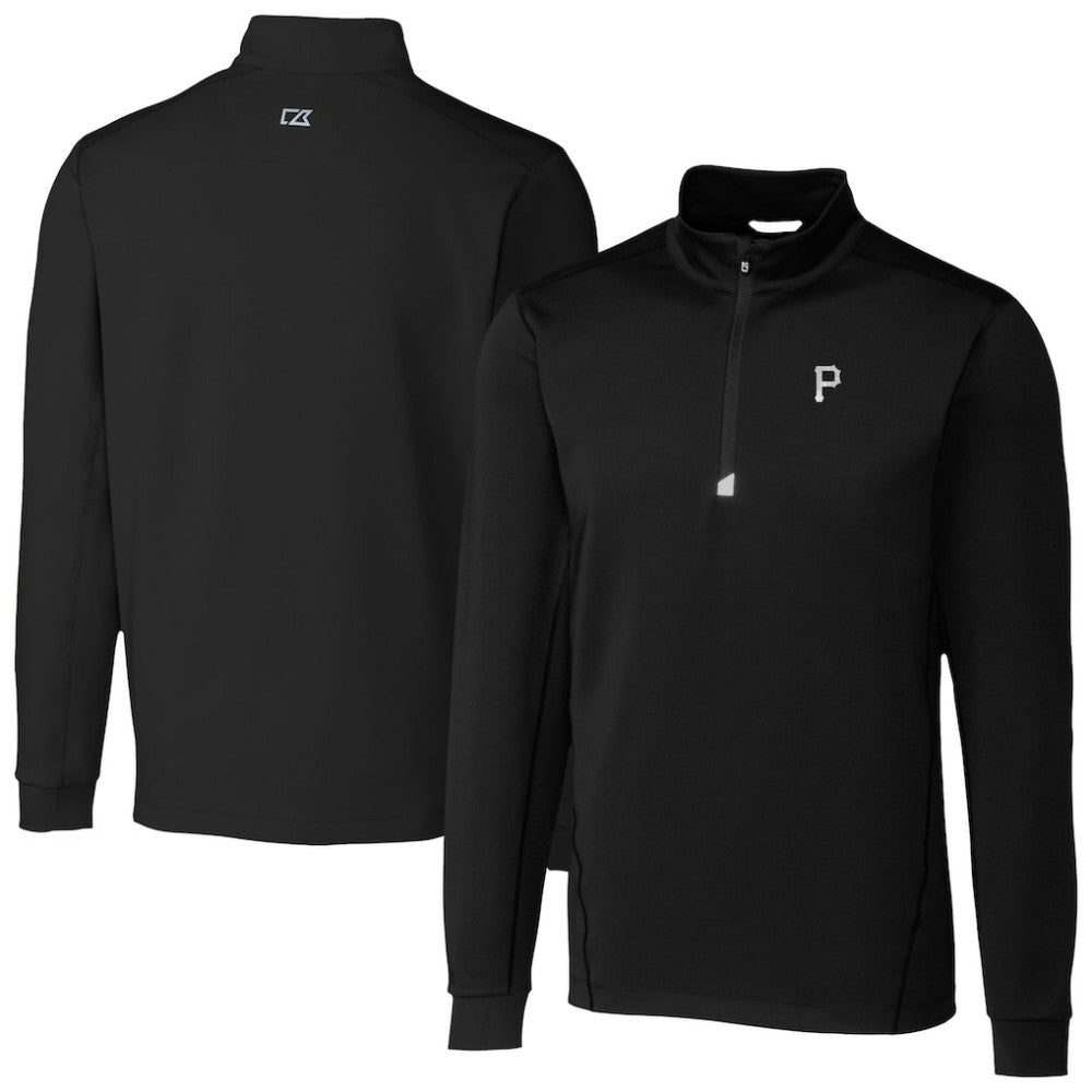 Pittsburgh Pirates Cutter & Buck Traverse Eco Tri-Blend DryTec Quarter-Zip Jacket Black