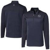 New York Mets Cutter & Buck Traverse Eco Stripe Tri-Blend DryTec Quarter-Zip Jacket Navy