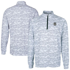 Philadelphia Phillies Cutter & Buck Traverse Eco Camo Tri-Blend DryTec Quarter-Zip Top Charcoal