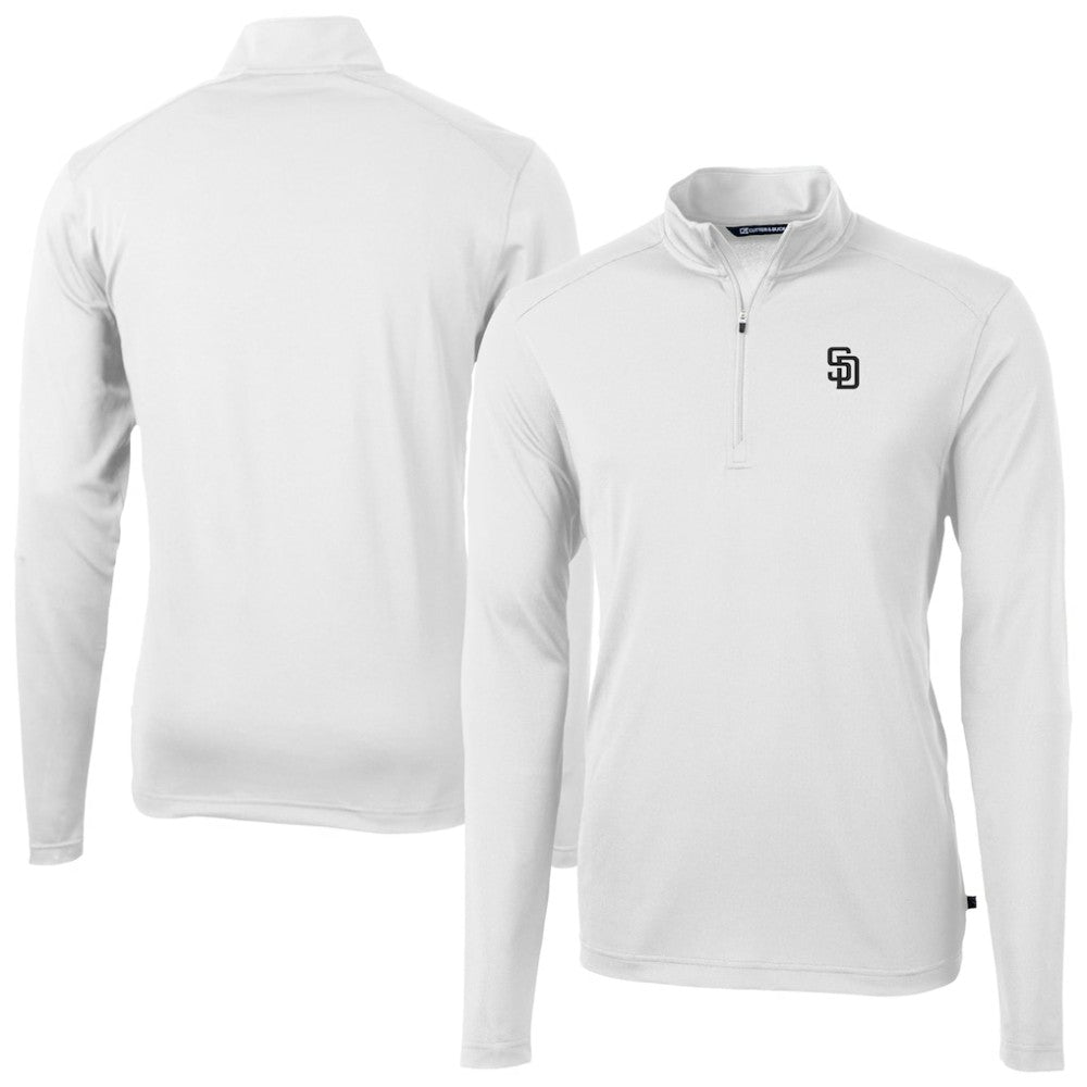 San Diego Padres Cutter & Buck Virtue Eco Pique Quarter-Zip Jacket White