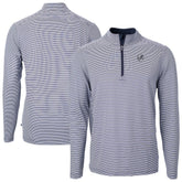 New York Yankees Cutter & Buck Virtue Eco Pique Micro Stripe Quarter-Zip Jacket Navy