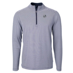 New York Yankees Cutter & Buck Virtue Eco Pique Micro Stripe Quarter-Zip Jacket Navy