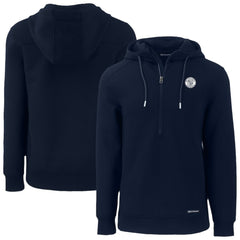Milwaukee Brewers Cutter & Buck Roam Eco Recycled Tri-Blend Half-Zip Hoodie Navy