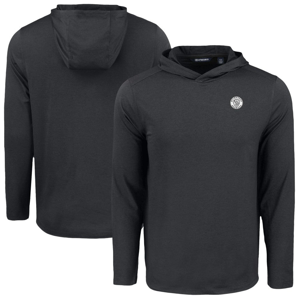 Milwaukee Brewers Cutter & Buck Coastline Epic Comfort Eco Recycled Hoodie T-Shirt Black