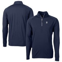 Detroit Tigers Cutter & Buck Big & Tall Adapt Eco DryTec Raglan Quarter-Zip Jacket Navy