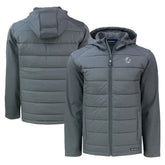 New York Yankees Cutter & Buck Big & Tall Evoke Hybrid Eco Softshell Recycled Full-Zip Hooded PrimaLoft Jacket Gray