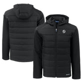 New York Yankees Cutter & Buck Big & Tall Evoke Hybrid Eco Softshell Recycled Full-Zip Hooded PrimaLoft Jacket Black
