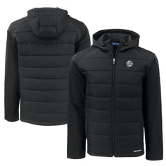 New York Yankees Cutter & Buck Big & Tall Evoke Hybrid Eco Softshell Recycled Full-Zip Hooded PrimaLoft Jacket Black