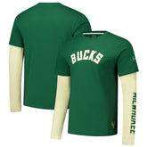 Milwaukee Bucks Stadium Essentials Unisex Spectator Twofer Long Sleeve T-Shirt - Hunter Green sale