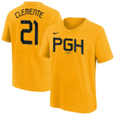 Roberto Clemente Pittsburgh Pirates Youth Fuse City Connect Name & Number T-Shirt Gold
