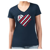 Boston Red Sox G-III 4Her by Carl Banks Women's Super-Slim Fit Lightweight Heart V-Neck T-Shirt Navy