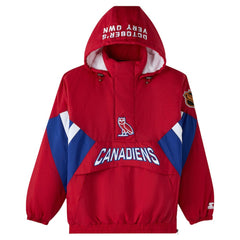 Montreal Canadiens OVO x Starter Half-Zip Hooded Jacket - Red Jackets