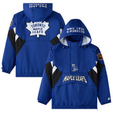 Toronto Maple Leafs OVO x Starter Half-Zip Hooded Jacket - Blue Jackets