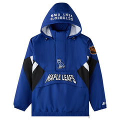 Toronto Maple Leafs OVO x Starter Half-Zip Hooded Jacket - Blue Jackets