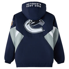 Vancouver Canucks OVO x Starter Half-Zip Hooded Jacket - Blue Jackets