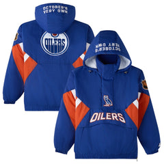 Edmonton Oilers OVO x Starter Half-Zip Hooded Jacket - Royal Jackets