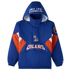 Edmonton Oilers OVO x Starter Half-Zip Hooded Jacket - Royal Jackets