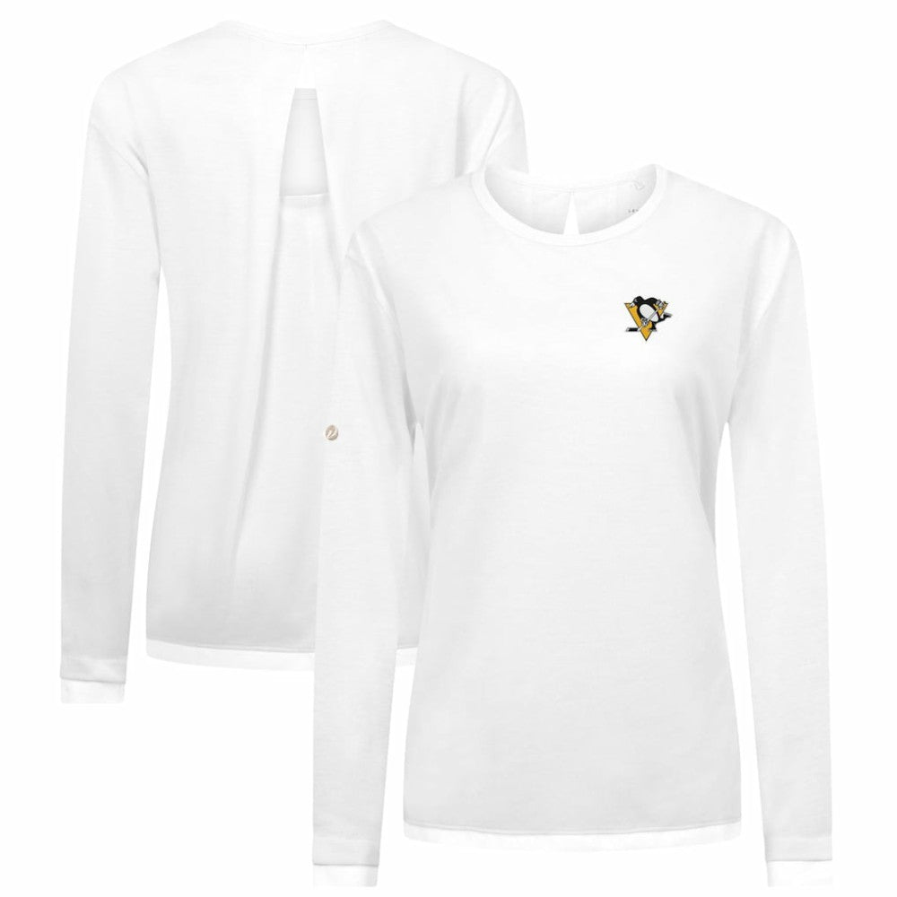 Pittsburgh Penguins Levelwear Women's Sequoia Primary Logo Long Sleeve T-Shirt - White T-shirts