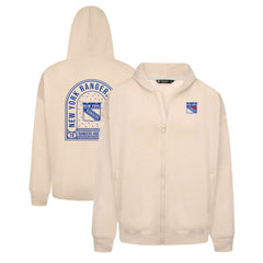 New York Rangers Levelwear Uphill Stained Glass Full-Zip Hoodie Jacket - Khaki Hoodies
