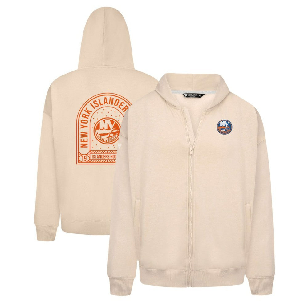 New York Islanders Levelwear Uphill Stained Glass Full-Zip Hoodie Jacket - Khaki Hoodies