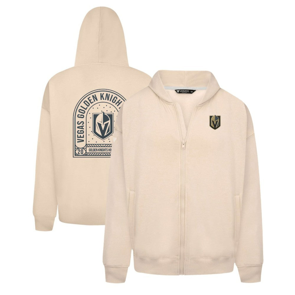 Vegas Golden Knights Levelwear Uphill Stained Glass Full-Zip Hoodie Jacket - Khaki Hoodies