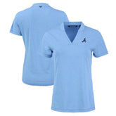 Atlanta Braves Cutter & Buck Women's Forge Stretch Blade DryTec V-Neck Polo Heather Light Blue