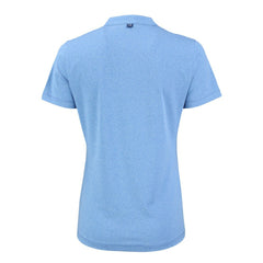 Atlanta Braves Cutter & Buck Women's Forge Stretch Blade DryTec V-Neck Polo Heather Light Blue