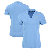 Kansas City Royals Cutter & Buck Women's Forge Stretch Blade DryTec V-Neck Polo Heather Light Blue