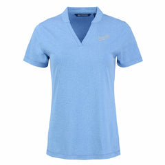Kansas City Royals Cutter & Buck Women's Forge Stretch Blade DryTec V-Neck Polo Heather Light Blue
